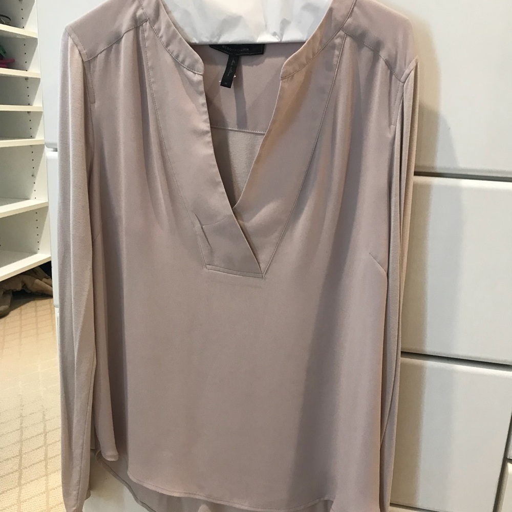 BCBG beige mixed material tunic